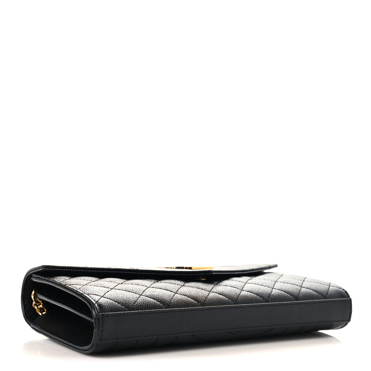 Grain De Poudre Mixed Matelasse Triquilt Monogram Chain Wallet Black