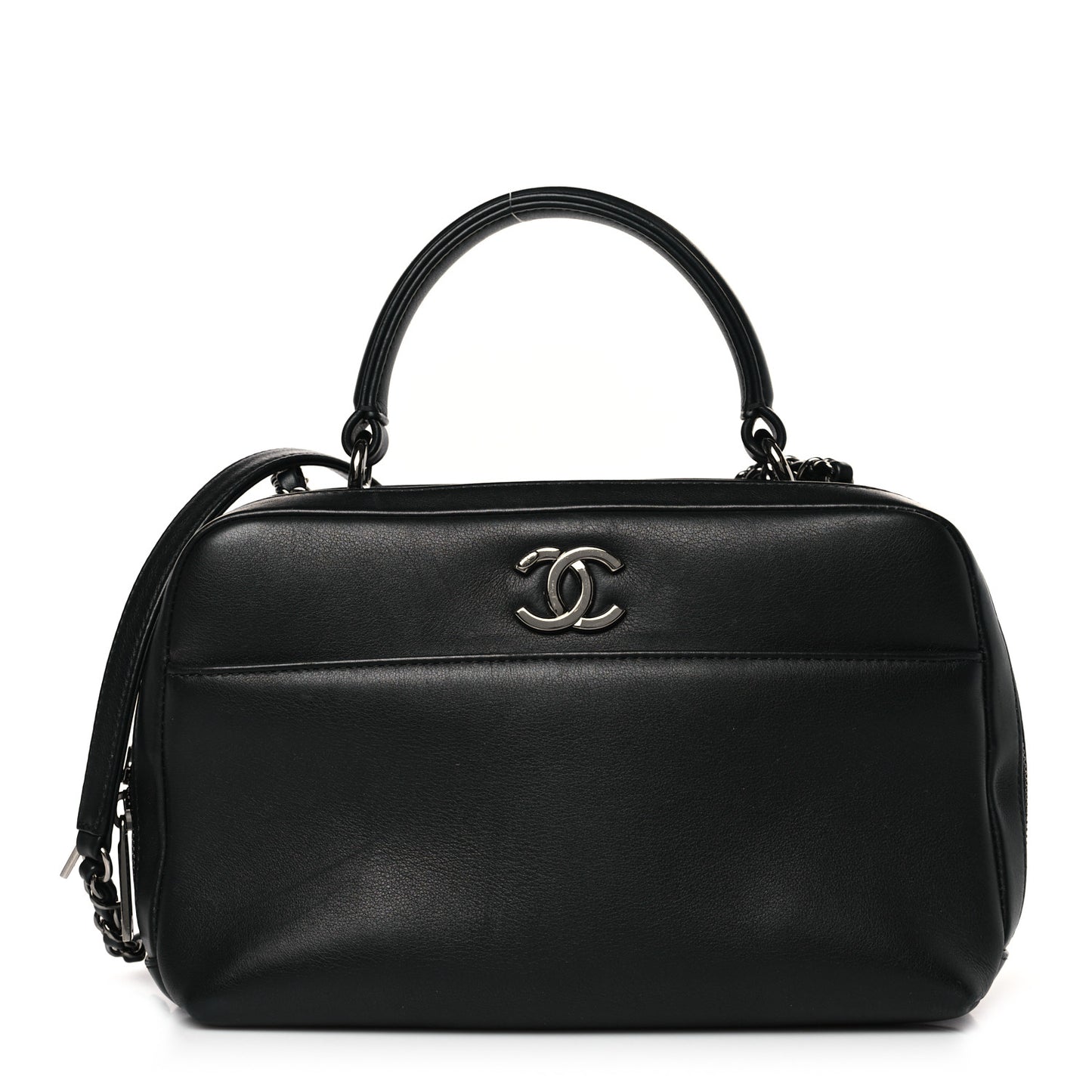 Calfskin Small Trendy CC Bowling Bag Black