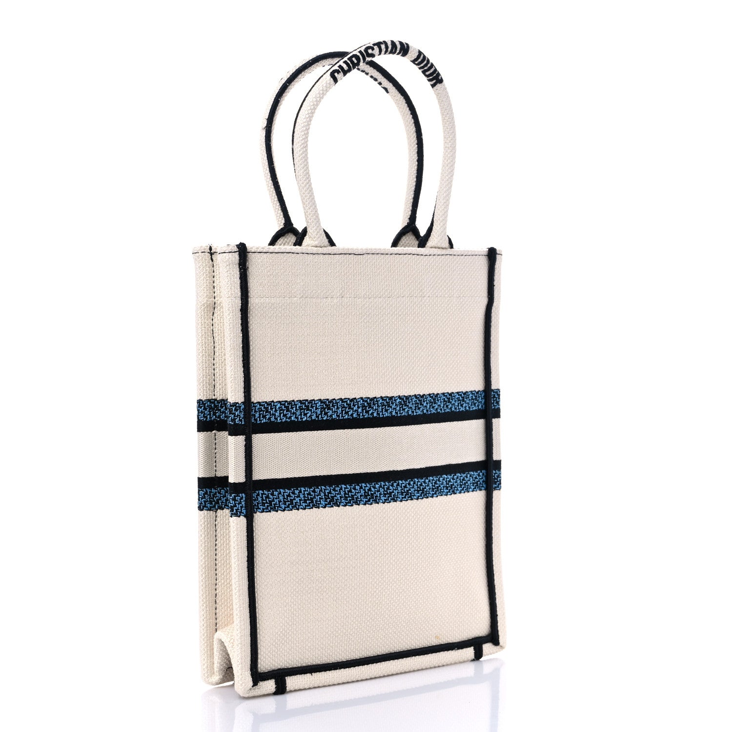 Christian Dior Canvas Embroidered Vertical Lucky Star Book Tote White Multicolor 3 of 9