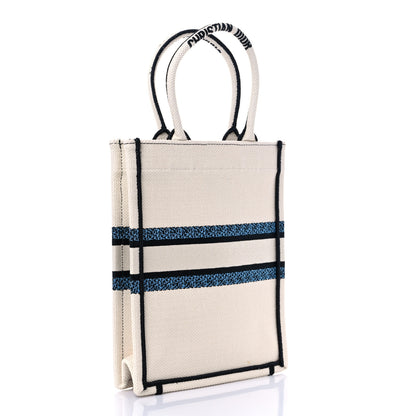 Christian Dior Canvas Embroidered Vertical Lucky Star Book Tote White Multicolor 3 of 9