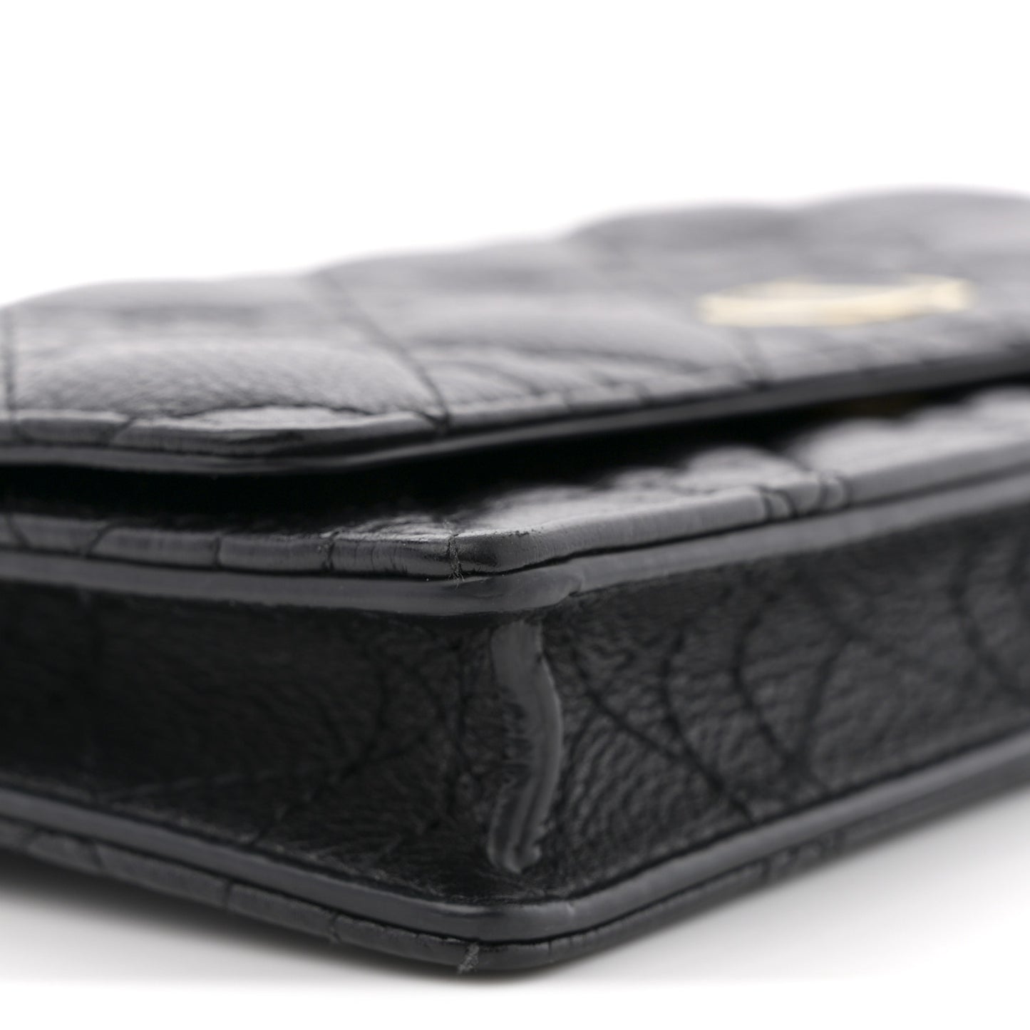 Supple Calfskin Cannage Caro Belt Pouch with Chain Black
