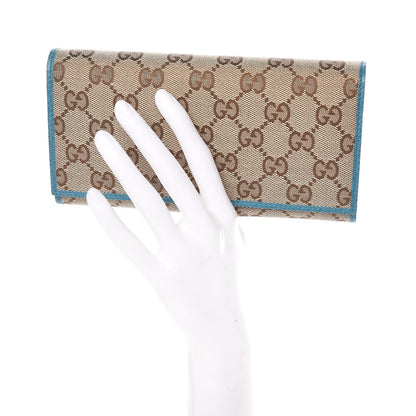 Gucci Monogram Dollar Calfskin Continental Flap Wallet Beige Ebony Deep Cobalt 2 of 9