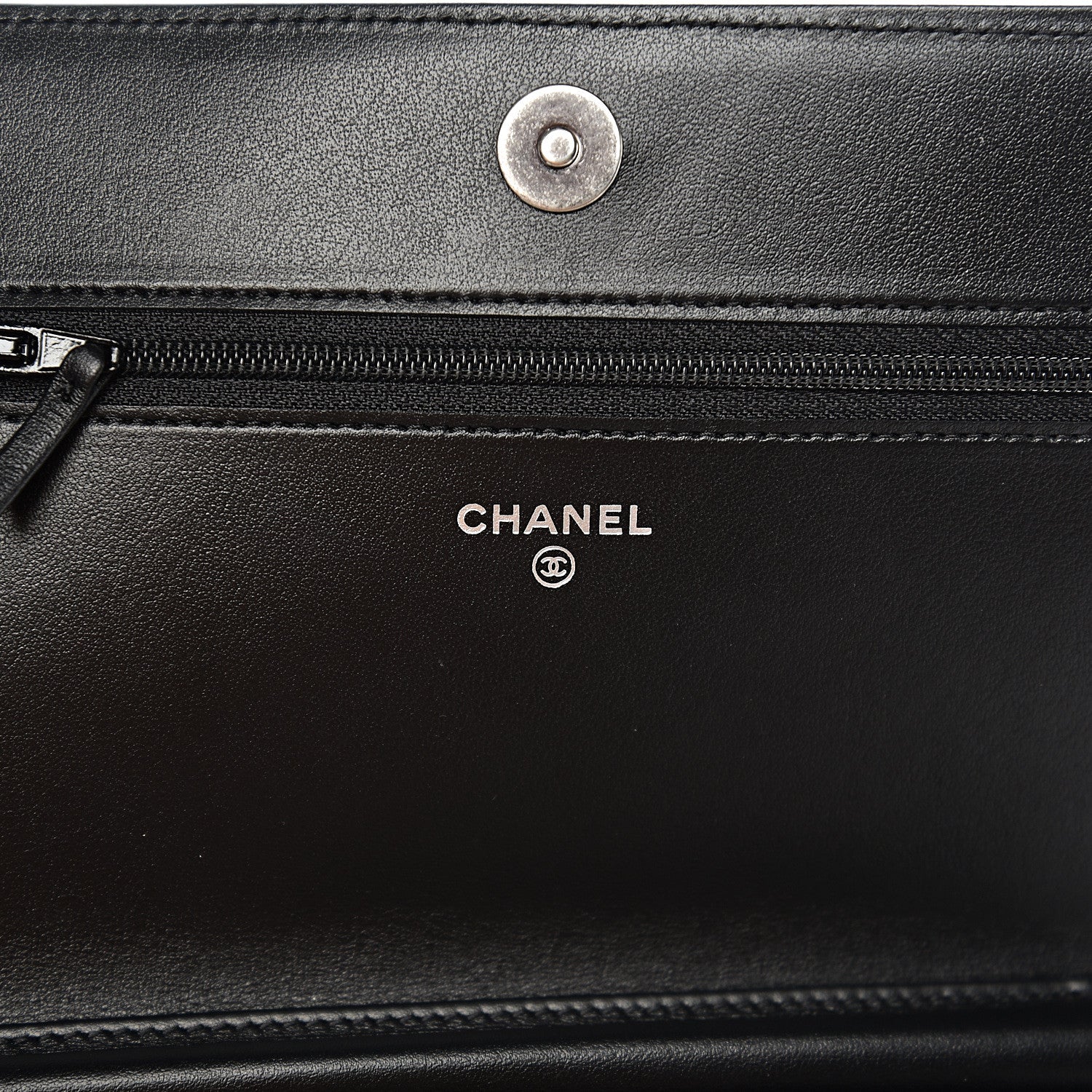 Chanel Caviar Chevron Quilted Boy Wallet On Chain WOC Black 5 of 11