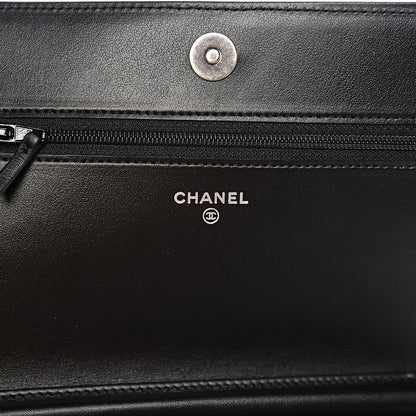 Chanel Caviar Chevron Quilted Boy Wallet On Chain WOC Black 5 of 11