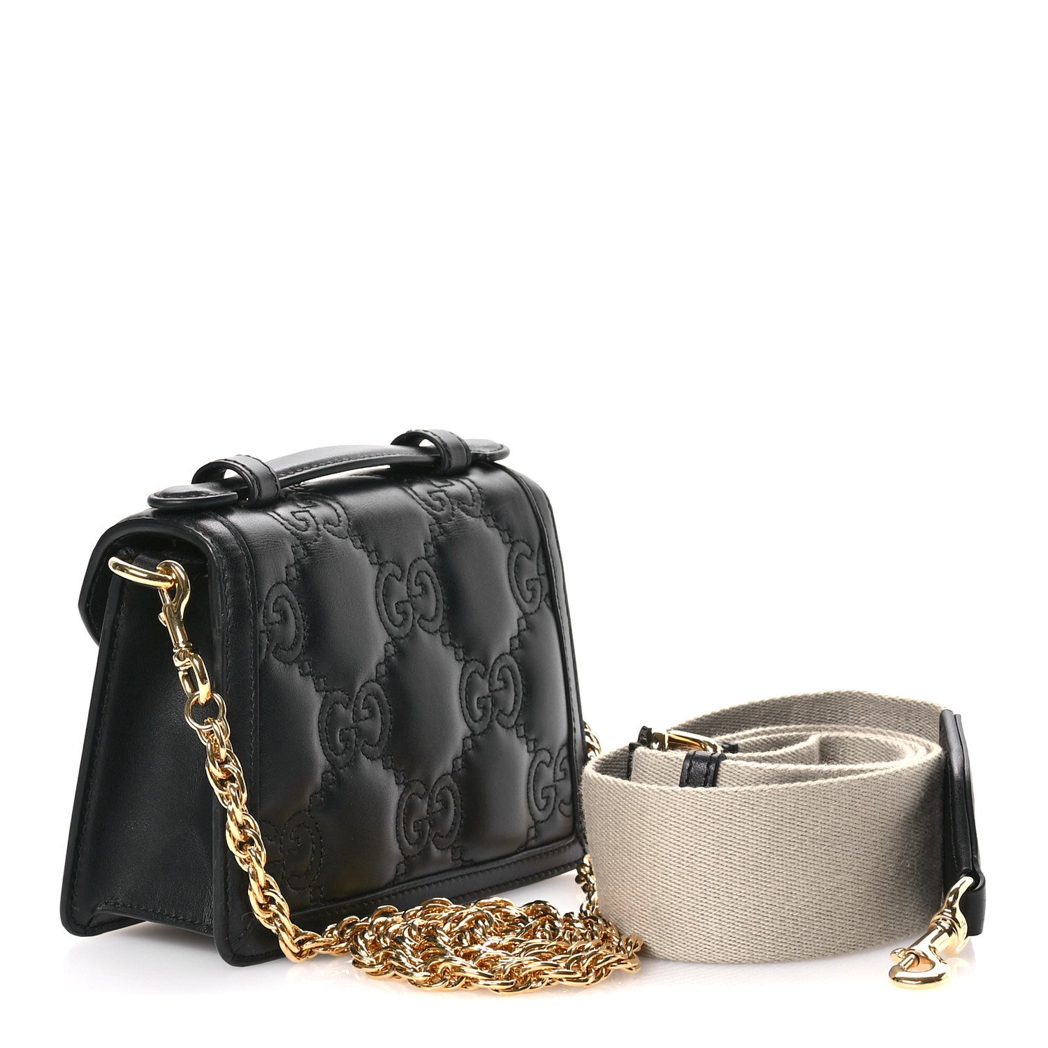Gucci Calfskin GG Matelasse Mini Top Handle Shoulder Bag Black 3 of 12