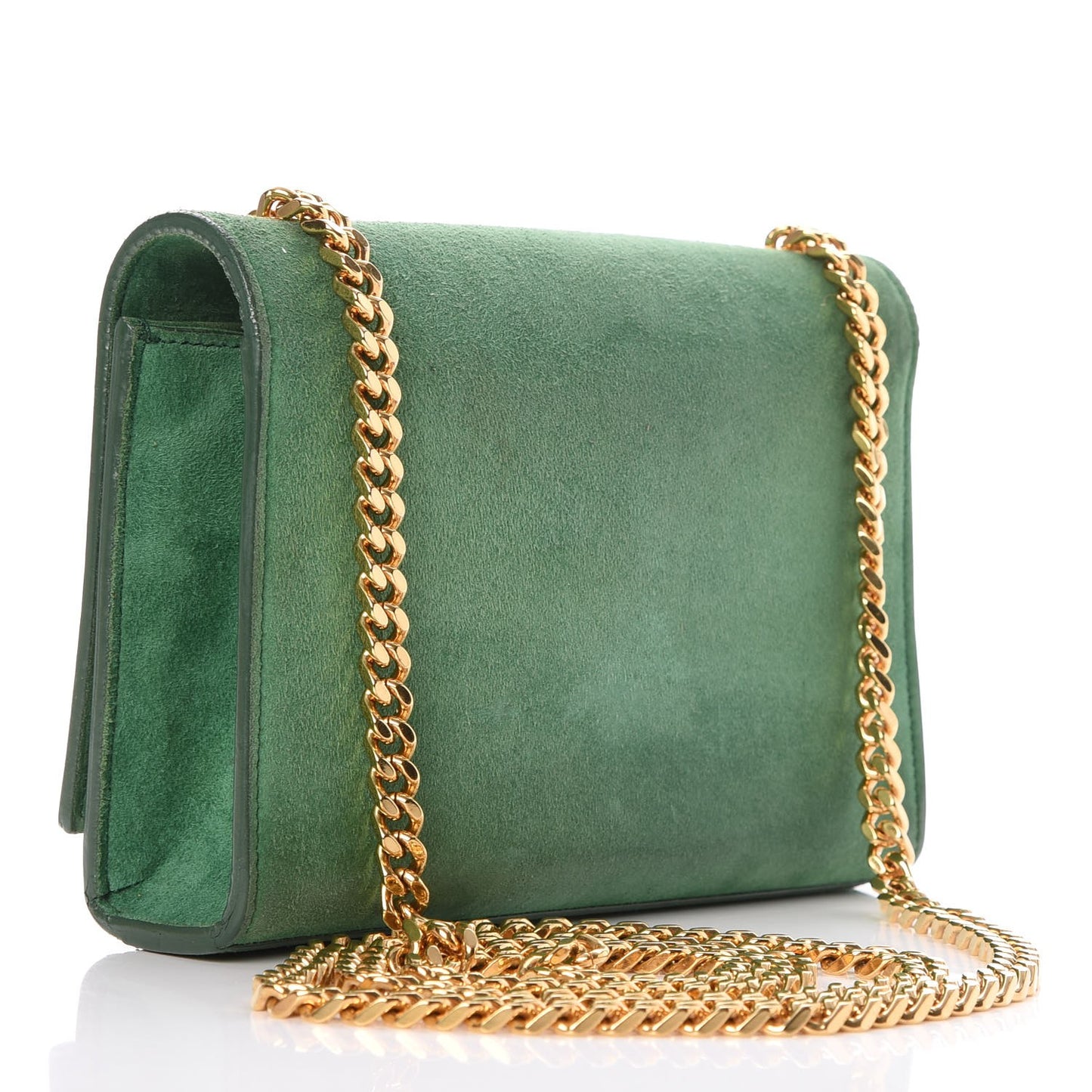 Suede Small Classic Monogram Kate Tassel Satchel Green