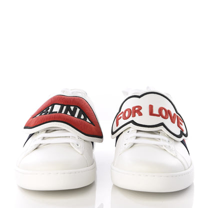 Gucci Calfskin Ayers Web Blind for Love Embroidered Womens Ace Sneakers 38.5 White 2 of 11