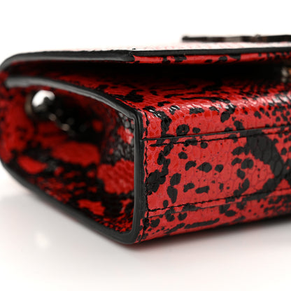 Saint Laurent Calfskin Snakeskin Embossed Small Classic Monogram Kate Tassel Satchel Red Black 9 of 12