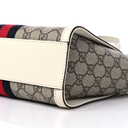Gucci GG Supreme Monogram Textured Dollar Calfskin Web Small Ophidia Tote Bag Beige Ebony Mystic White 9 of 10