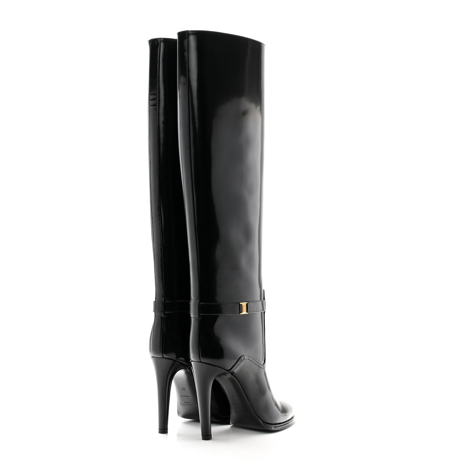 Saint Laurent Patent Calfskin Diane 100 Boots 37 Black 4 of 9