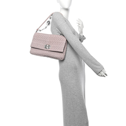 Miu Miu Nappa Matelasse Crystal Flap Clutch Cammeo 2 of 14