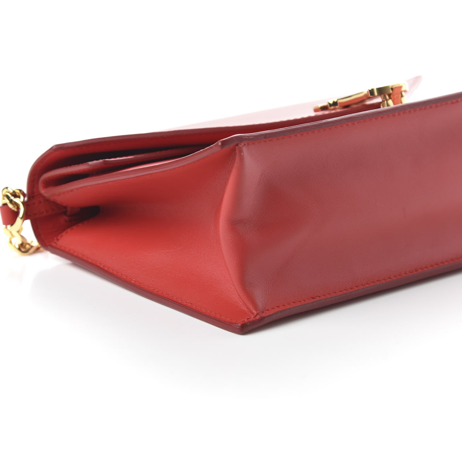Burberry Calfskin Small TB Envelope Chain Clutch Bag Bright Red 6 of 10