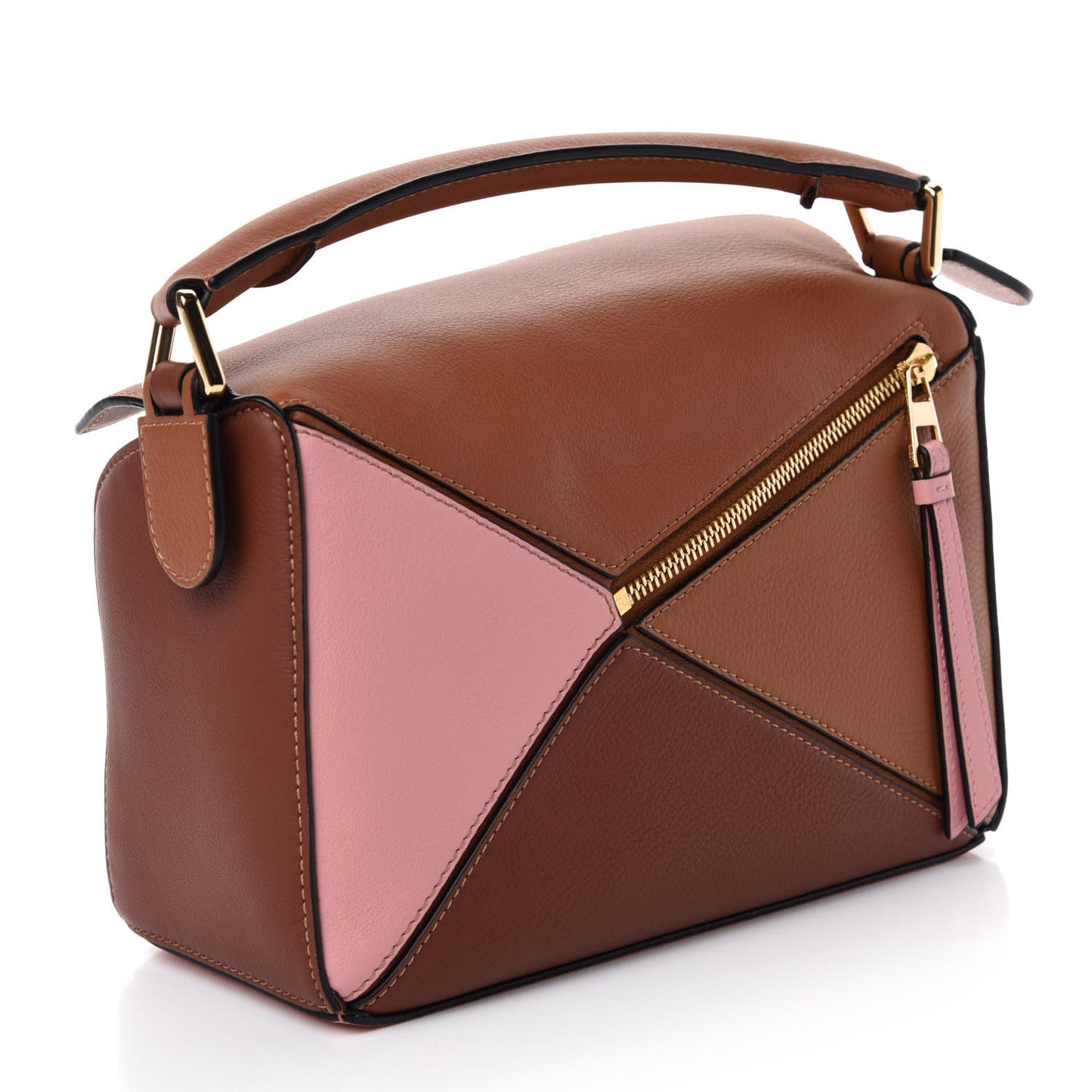 Calfskin Small Puzzle Bag Tan Medium Pink