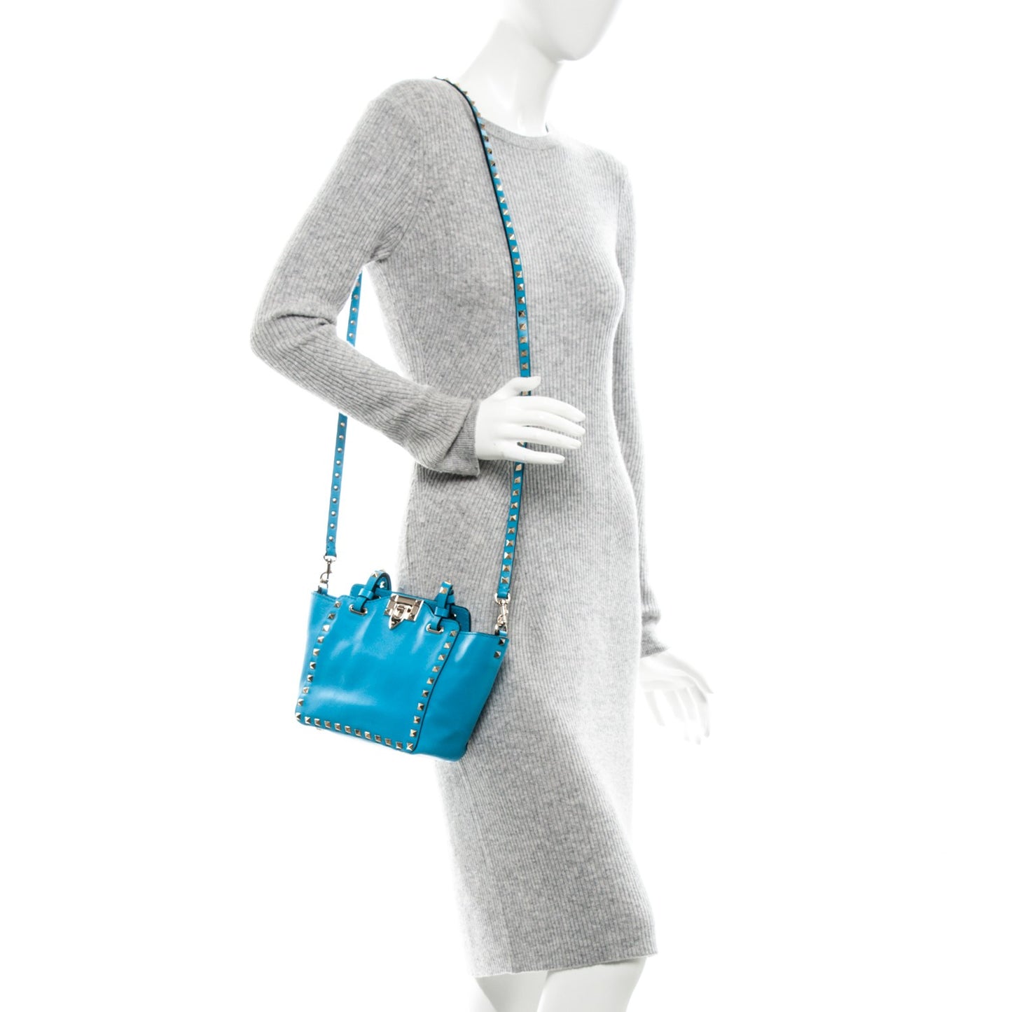 Vitello Mini Rockstud Tote Parrot