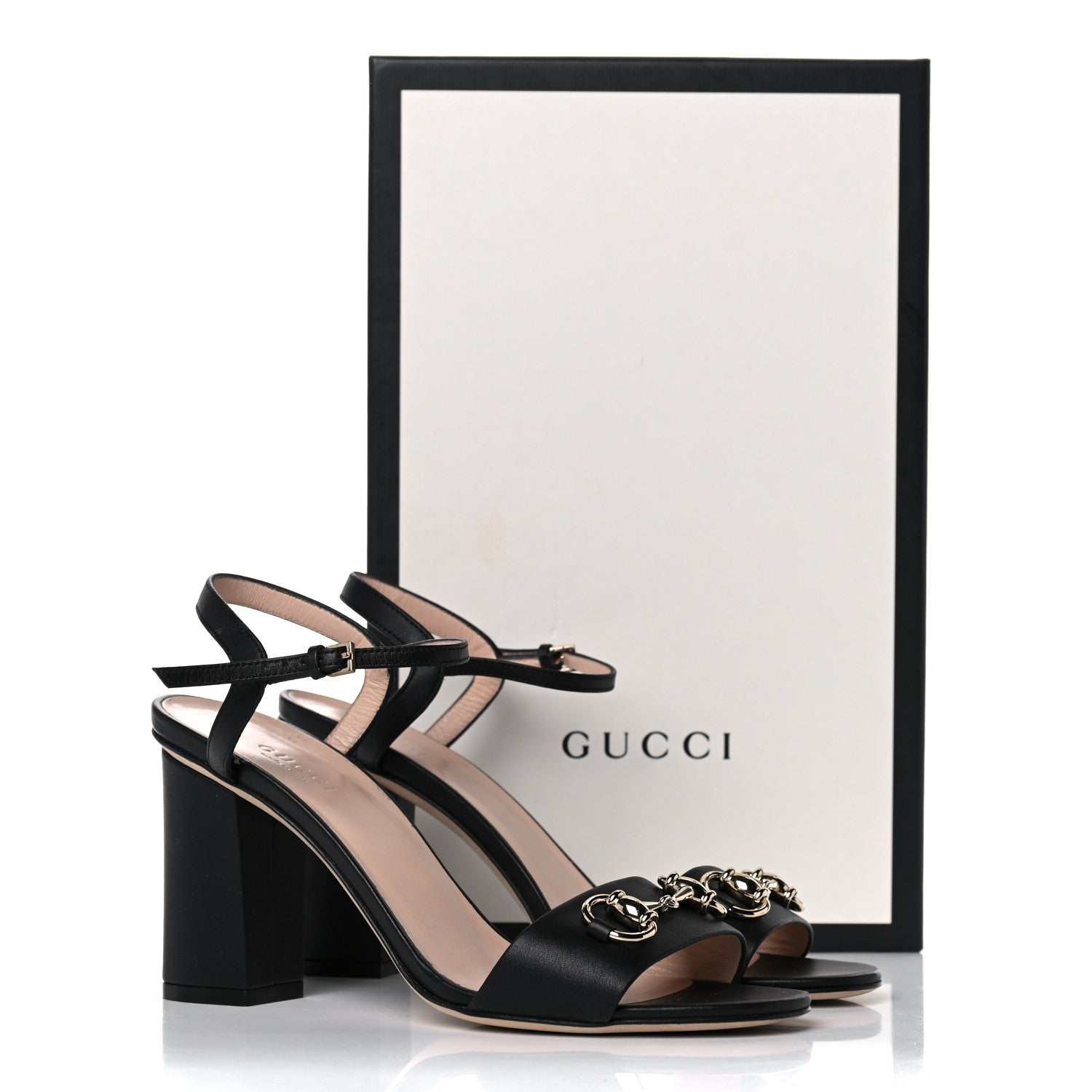 Gucci Calfskin Miro Soft Horsebit Mid Heel Sandals 37 Black 12 of 12