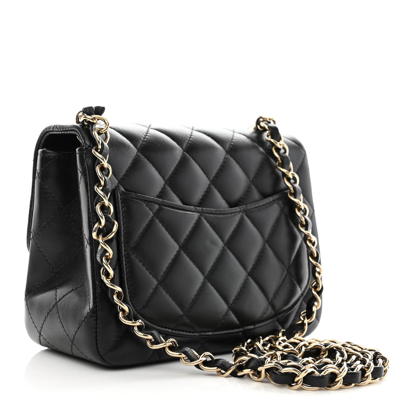 Lambskin Quilted Mini Square Flap Black