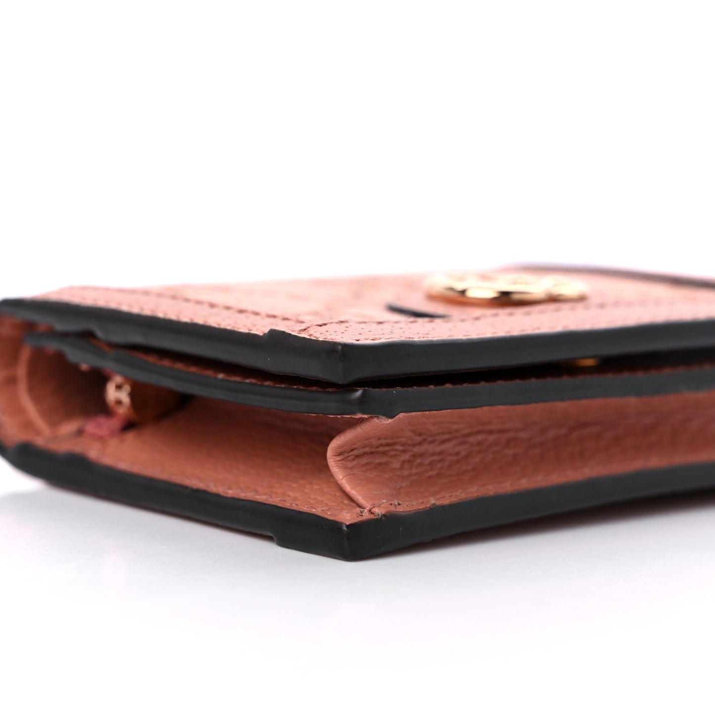 Monogram Textured Dollar Calfskin Card Case Cloche Rose Pink