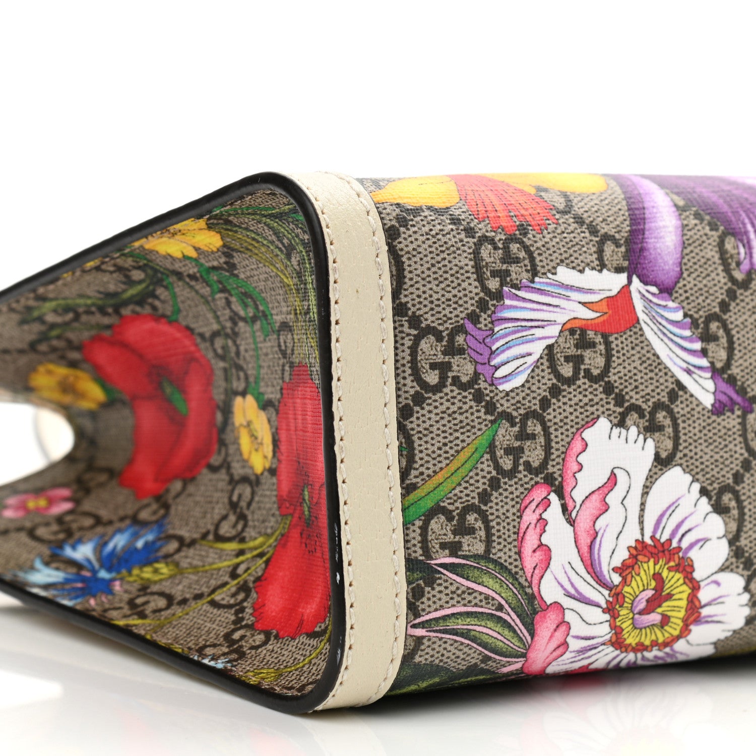 Gucci GG Supreme Monogram Flora Textured Calfskin Small Padlock Tote Beige Ebony Multicolor Mystic White 9 of 11