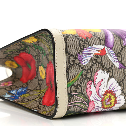 Gucci GG Supreme Monogram Flora Textured Calfskin Small Padlock Tote Beige Ebony Multicolor Mystic White 9 of 11