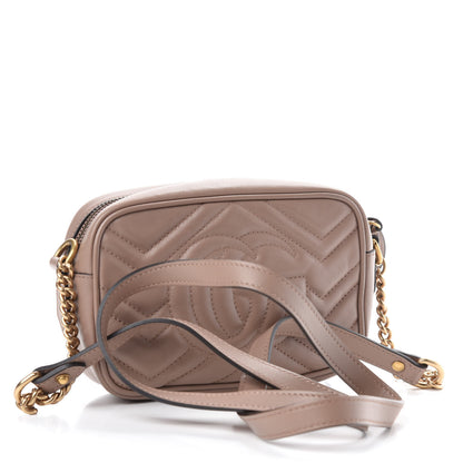 Gucci Calfskin Matelasse Mini GG Marmont Chain Shoulder Bag Porcelain Rose 3 of 11