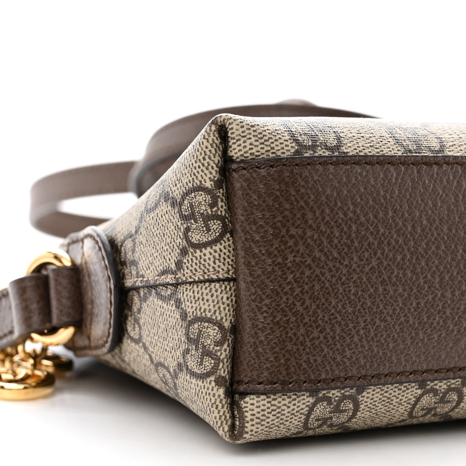 Gucci GG Supreme Monogram Textured Dollar Calfskin Web Small Ophidia Dome Shoulder Bag Beige Ebony New Acero 9 of 11