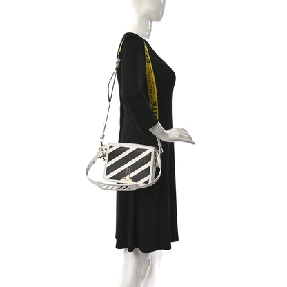 Off-White Saffiano Striped Mini Diag Binder Clip Bag White Black 2 of 10