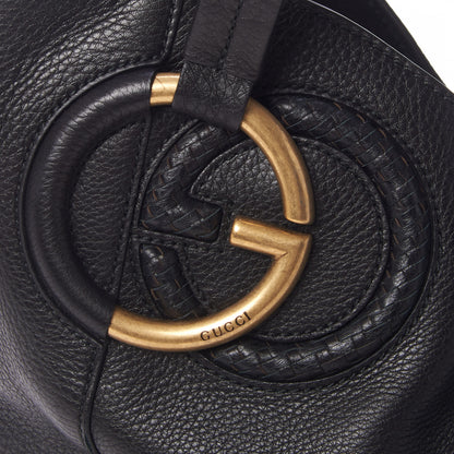 Gucci Pebbled Calfskin Medium Twill Shoulder Bag Black 8 of 10