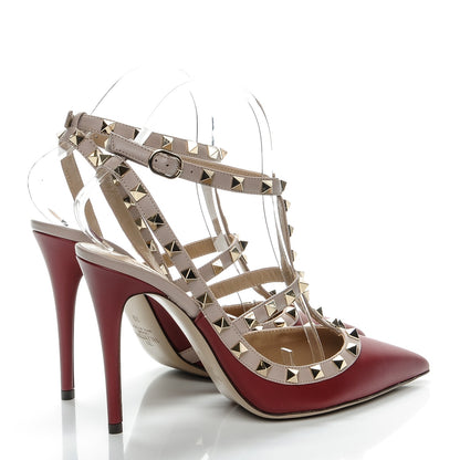 Valentino Garavani Calfskin Nappa Rockstud Ankle Strap 100mm Pumps 39 Rubino Poudre 4 of 9