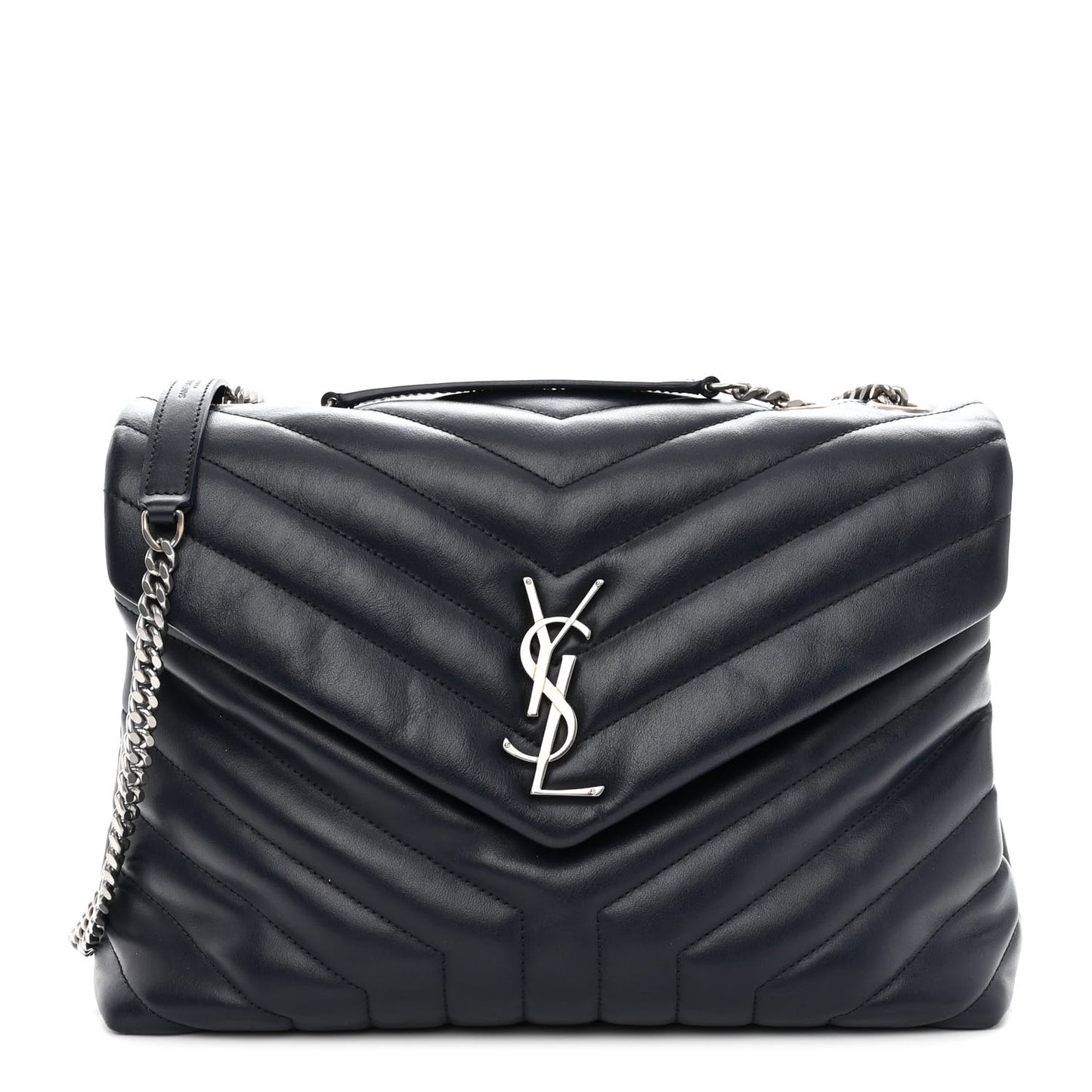 Calfskin Y Quilted Monogram Medium Loulou Chain Satchel Medium Blue