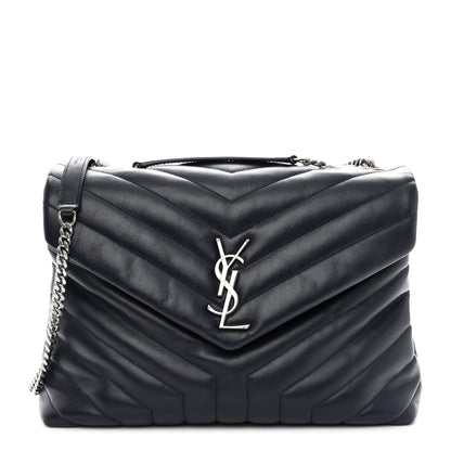 Saint Laurent Calfskin Y Quilted Monogram Medium Loulou Chain Satchel Medium Blue 1 of 13