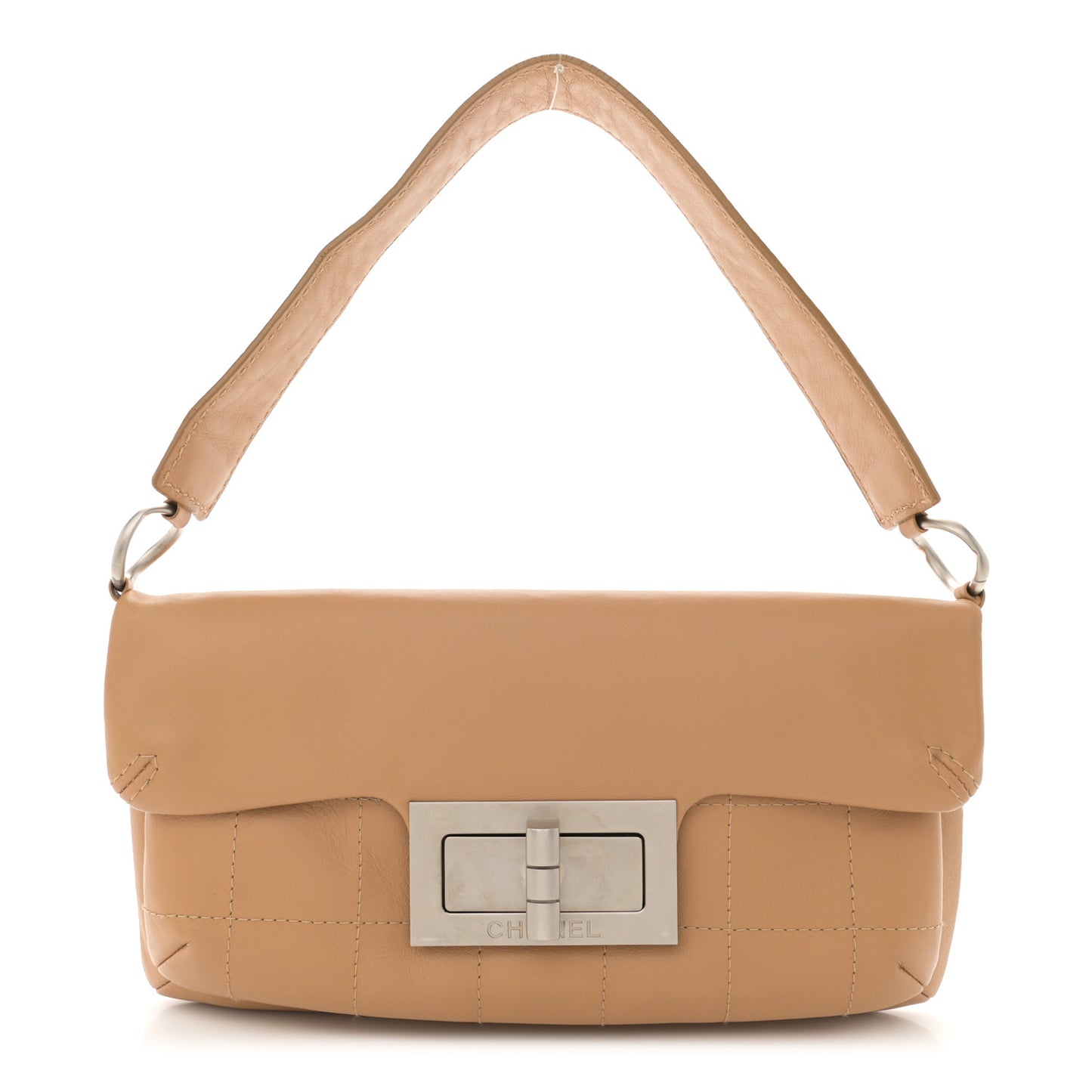 Lambskin Mademoiselle Chocolate Bar Shoulder Bag Beige