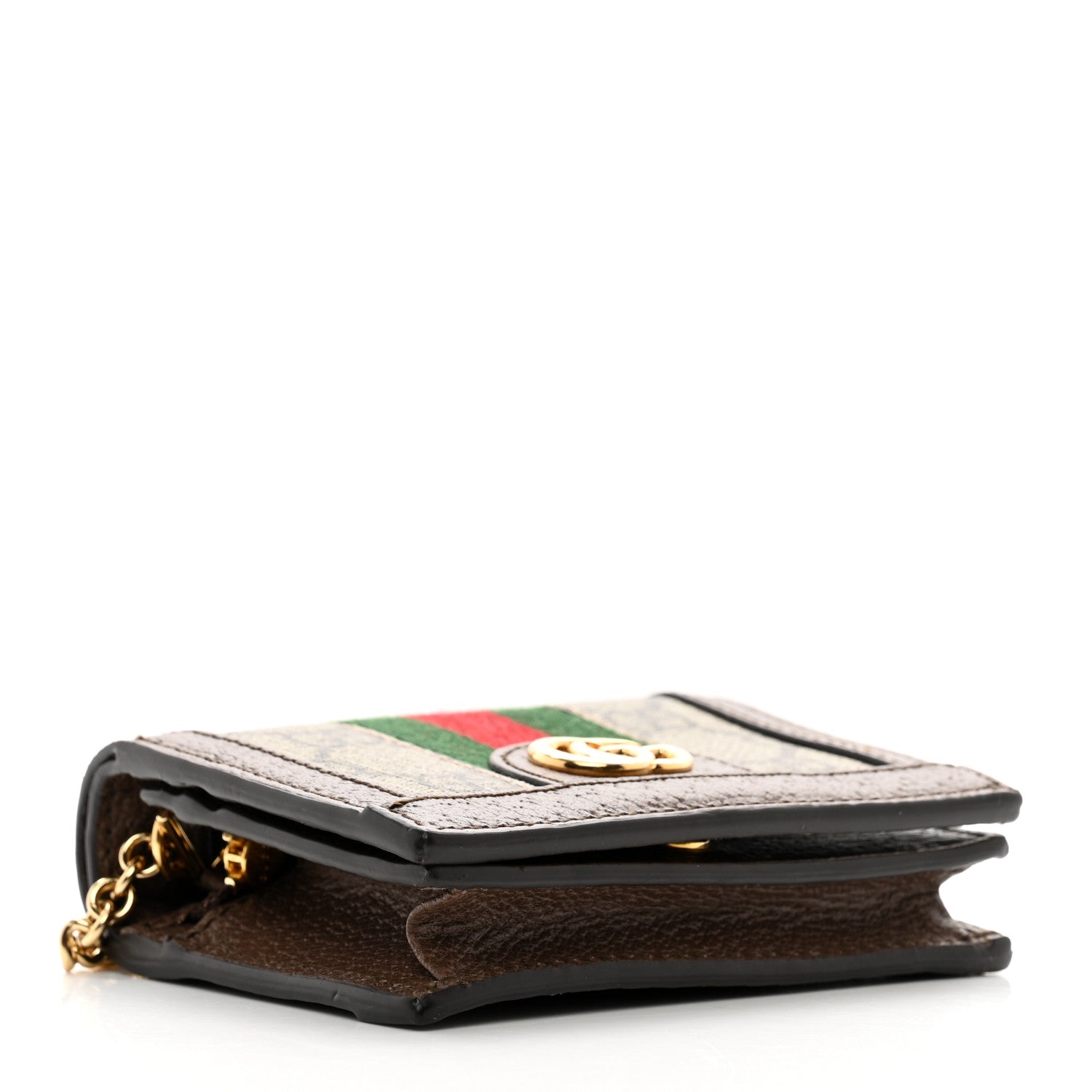 Gucci GG Supreme Monogram Web Ophidia Chain Card Case Wallet Beige New Acero 4 of 8