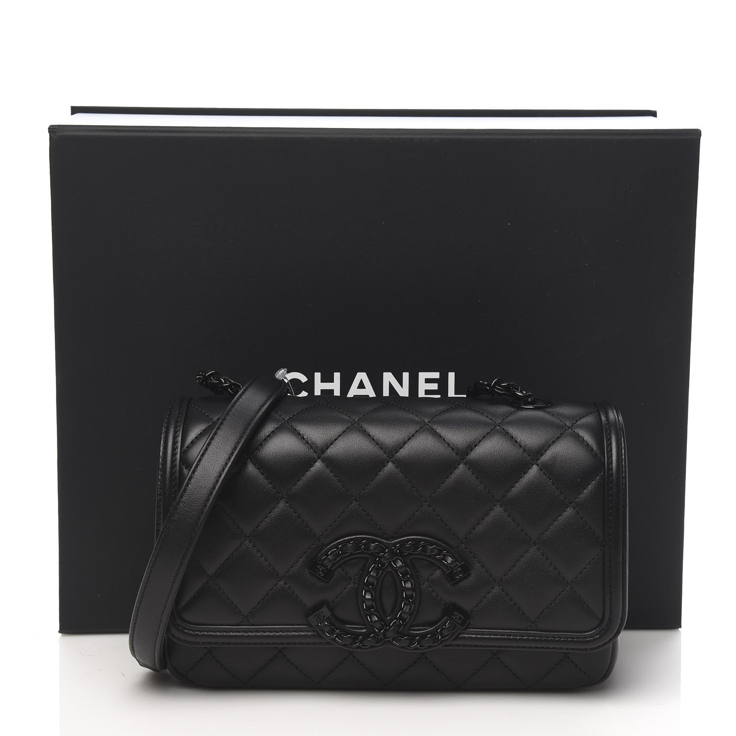 Chanel Lambskin Quilted Small CC Filigree Flap Black 11 of 11