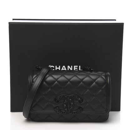 Chanel Lambskin Quilted Small CC Filigree Flap Black 11 of 11
