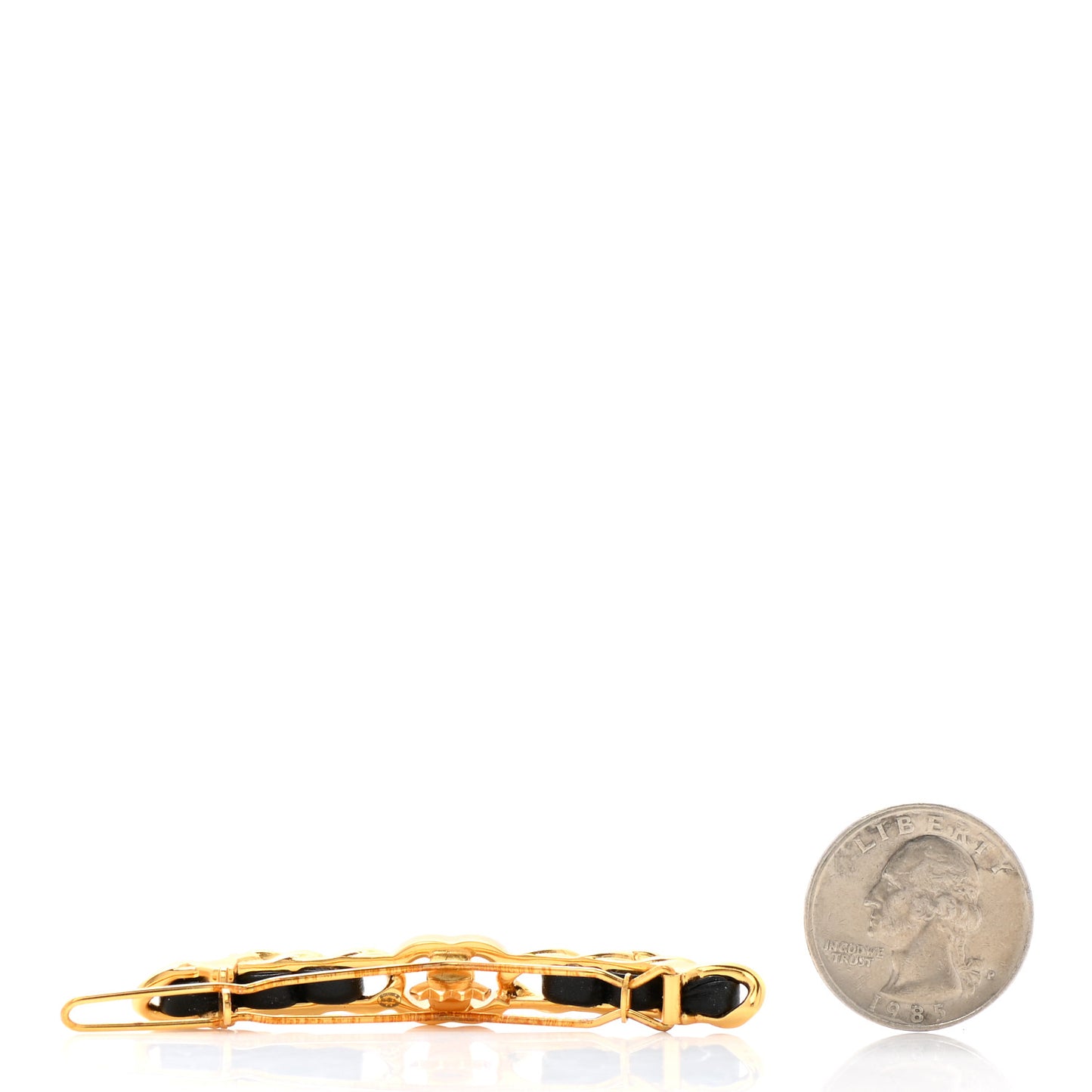 Crystal Lambskin CC More Is More Hair Clip Black Gold
