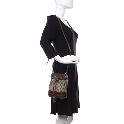 Gucci GG Supreme Monogram Web Mini Ophidia Bucket Bag Brown 2 of 10