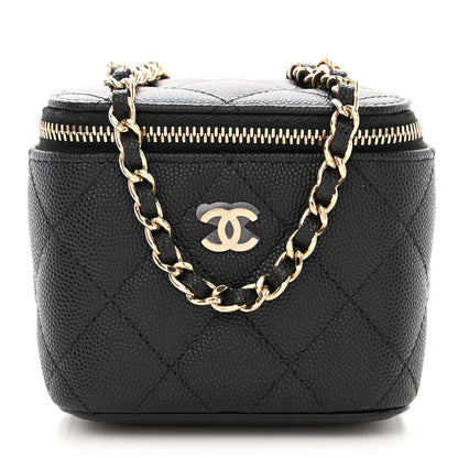 Chanel Caviar Quilted Mini Vanity Case With Chain Black 1 of 10