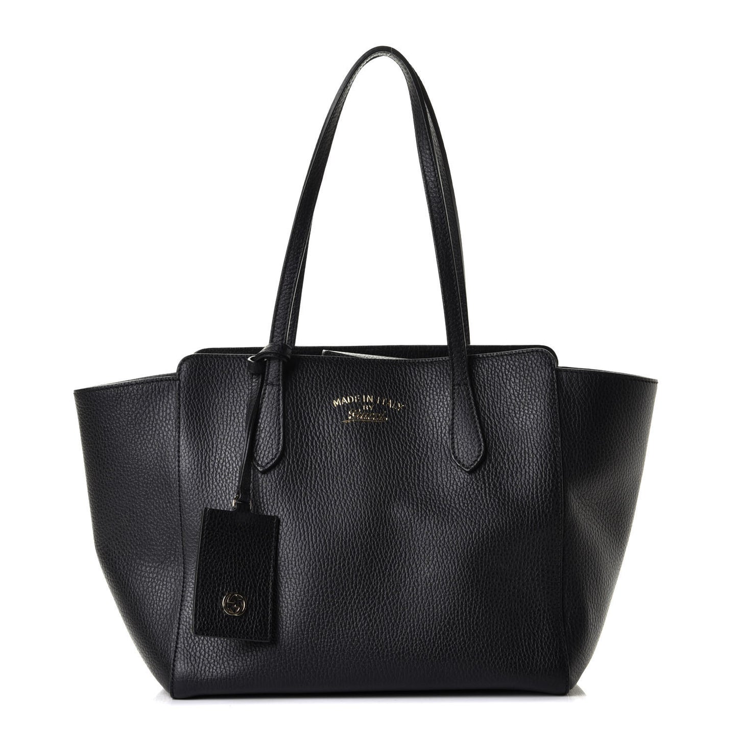 Pebbled Calfskin Small Swing Tote Black
