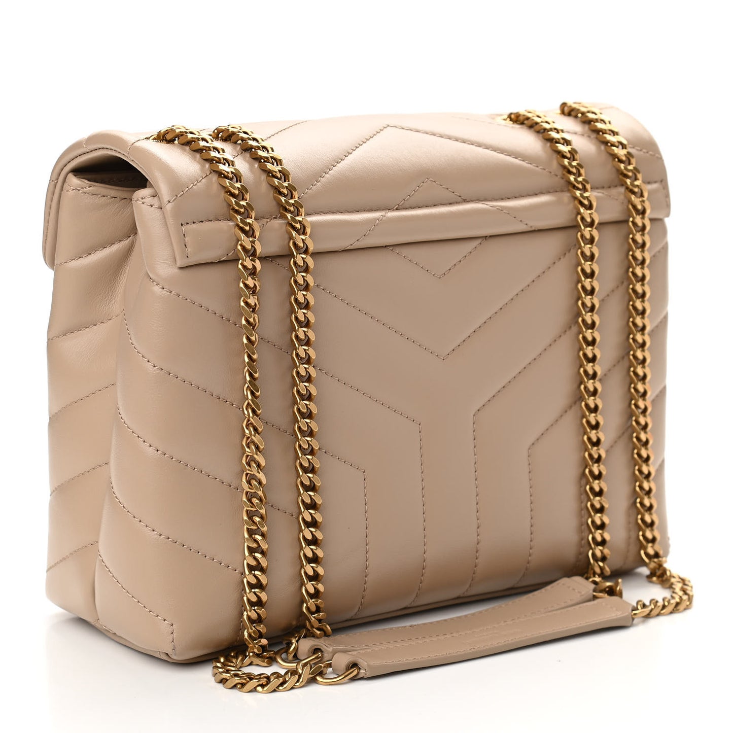Calfskin Y Quilted Monogram Small Loulou Chain Satchel Dark Beige