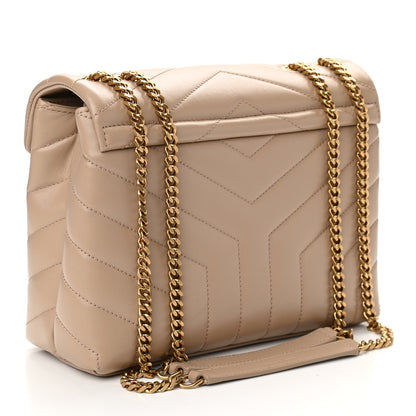 Saint Laurent Calfskin Y Quilted Monogram Small Loulou Chain Satchel Dark Beige 3 of 9