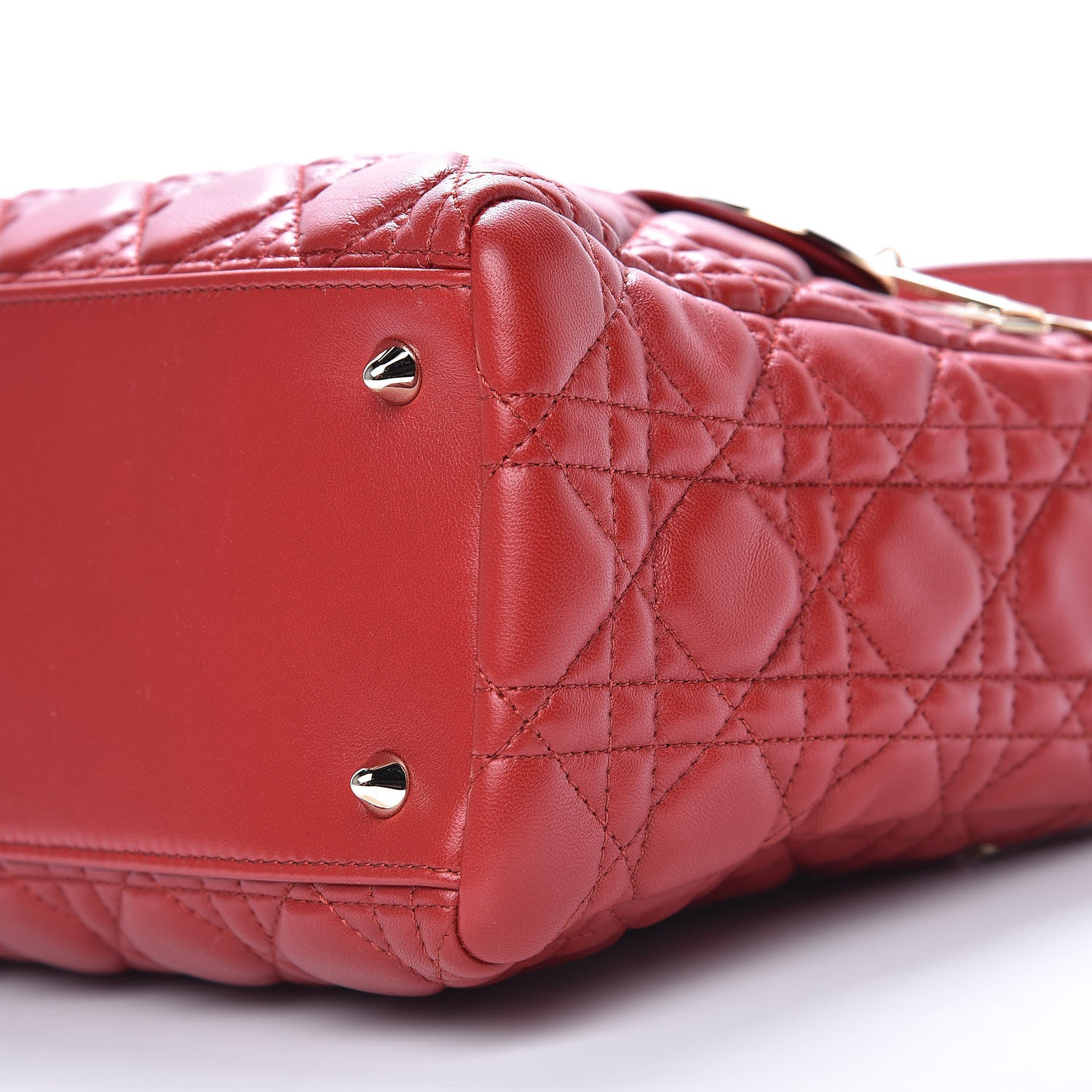Christian Dior Lambskin Cannage Medium Lady Dior Red 9 of 9