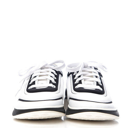 Chanel Lycra Womens CC Sneakers 38 White Black 2 of 10