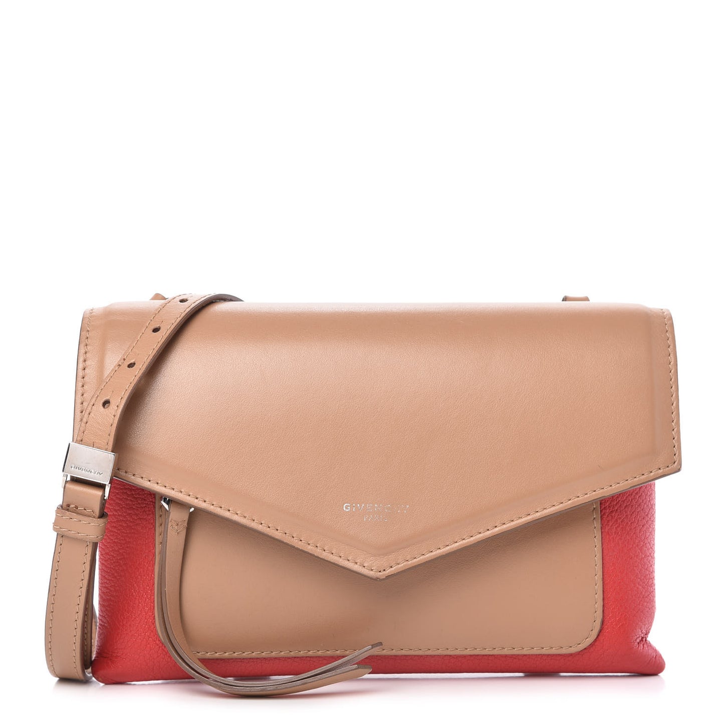Calfskin Duetto Crossbody Beige Red