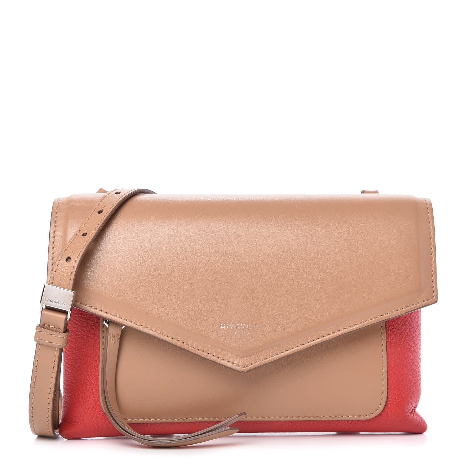 Givenchy Calfskin Duetto Crossbody Beige Red 1 of 9