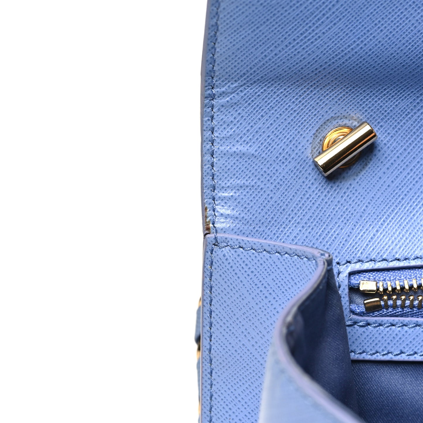 Hammered Calfskin Vara Bow Chain Crossbody Blue
