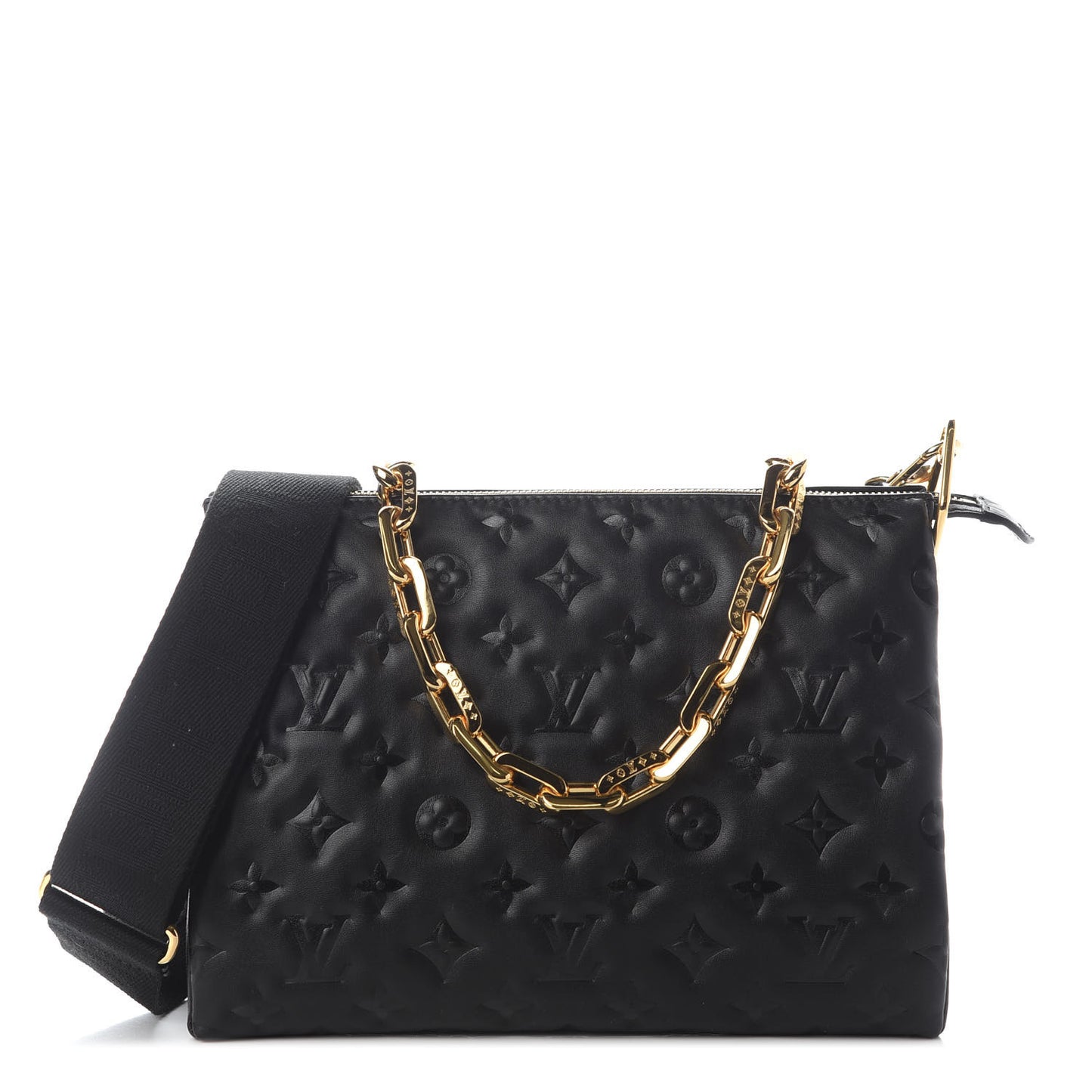 Lambskin Embossed Monogram Coussin PM Black