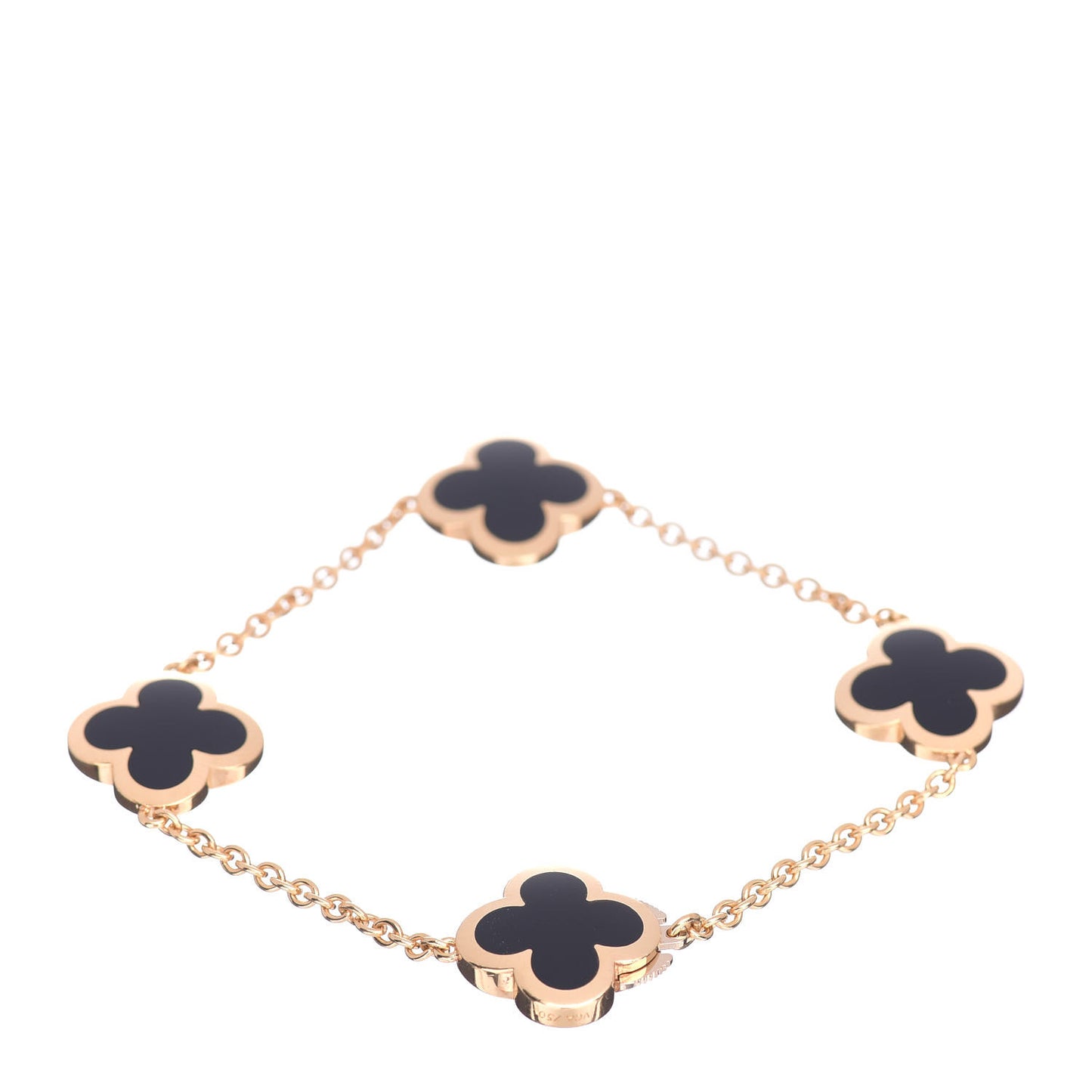 18K Yellow Gold Black Onyx 4 Motifs Pure Alhambra Bracelet