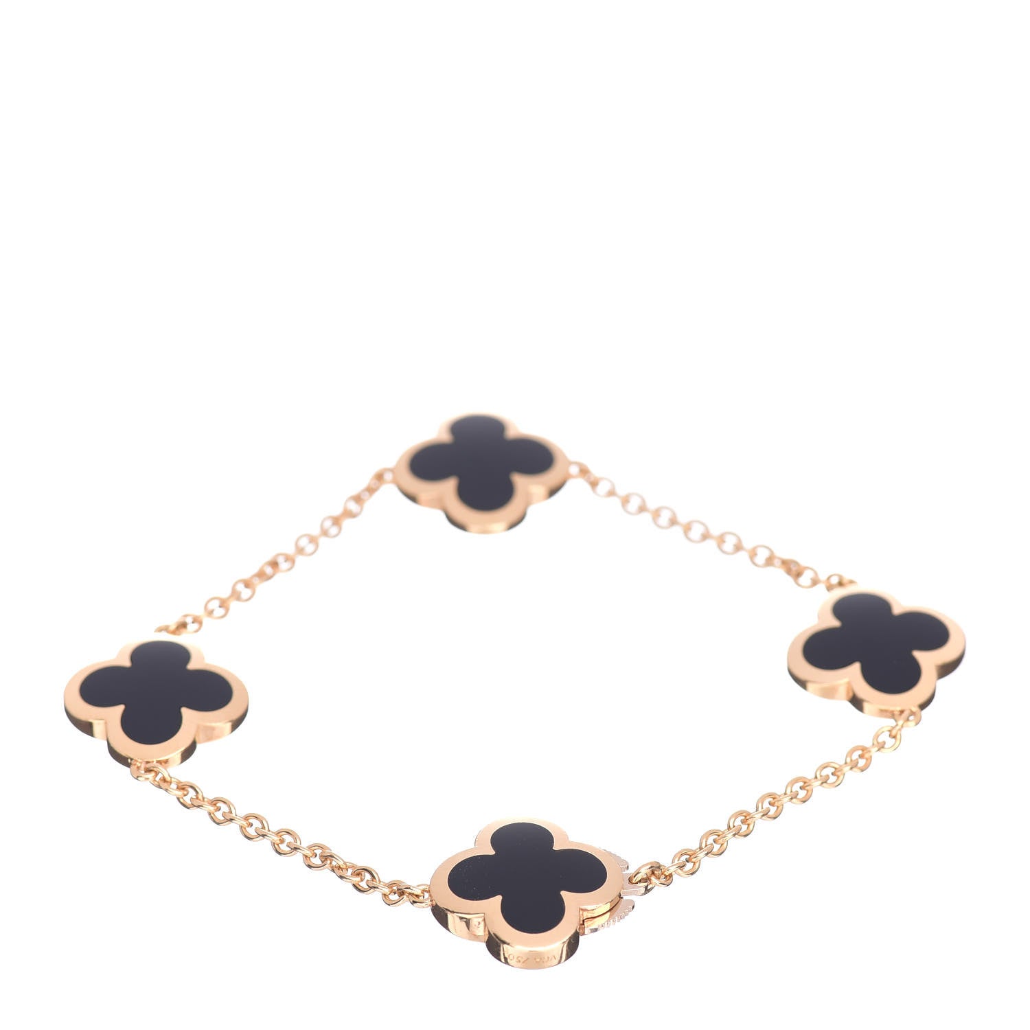 Van Cleef & Arpels 18K Yellow Gold Black Onyx 4 Motifs Pure Alhambra Bracelet 3 of 4