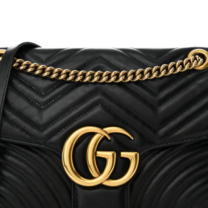 Gucci Calfskin Matelasse Medium GG Marmont Shoulder Bag Black 8 of 10