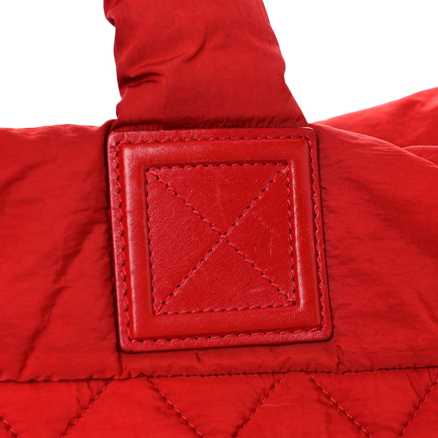 Nylon Quilted Medium Coco Cocoon Tote Red